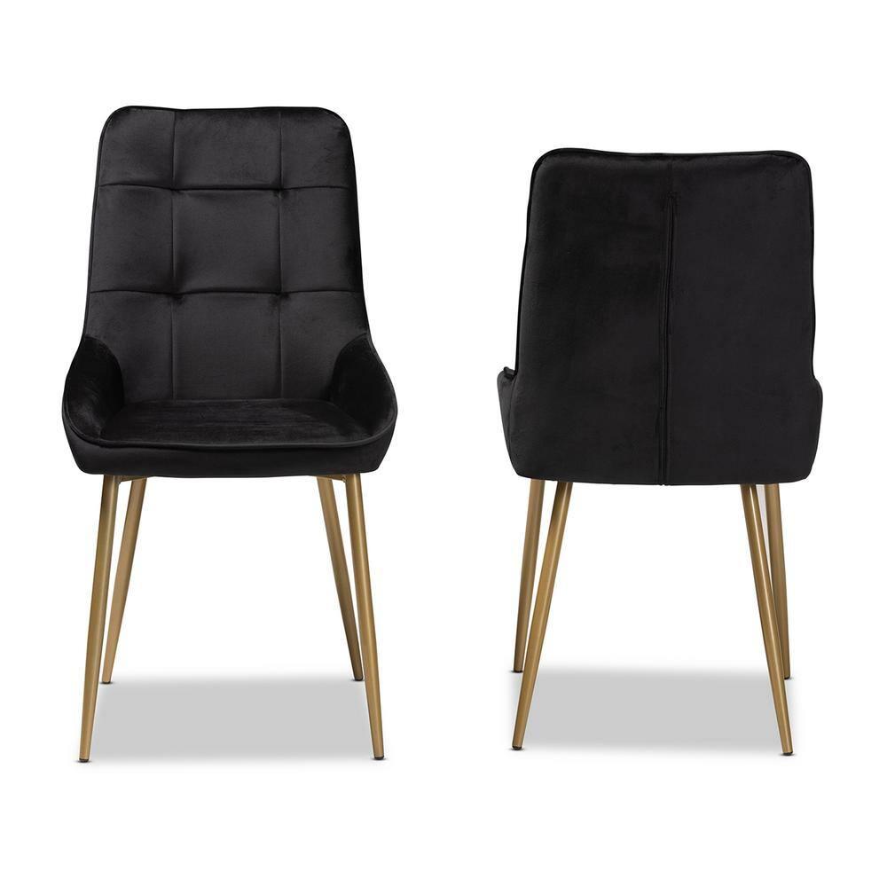 2pc Gavino Metal Dining Chair Set Black/Gold - Baxton Studio
