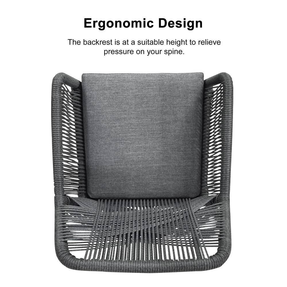 PURPLE LEAF 7 Pieces Outdoor Dining Set All-Weather PE Rattan Outdoor Patio Furniture Set with All Aluminum Frame Rectangular Table and Chairs Set for Lawn Garden Backyard Deck, Grey