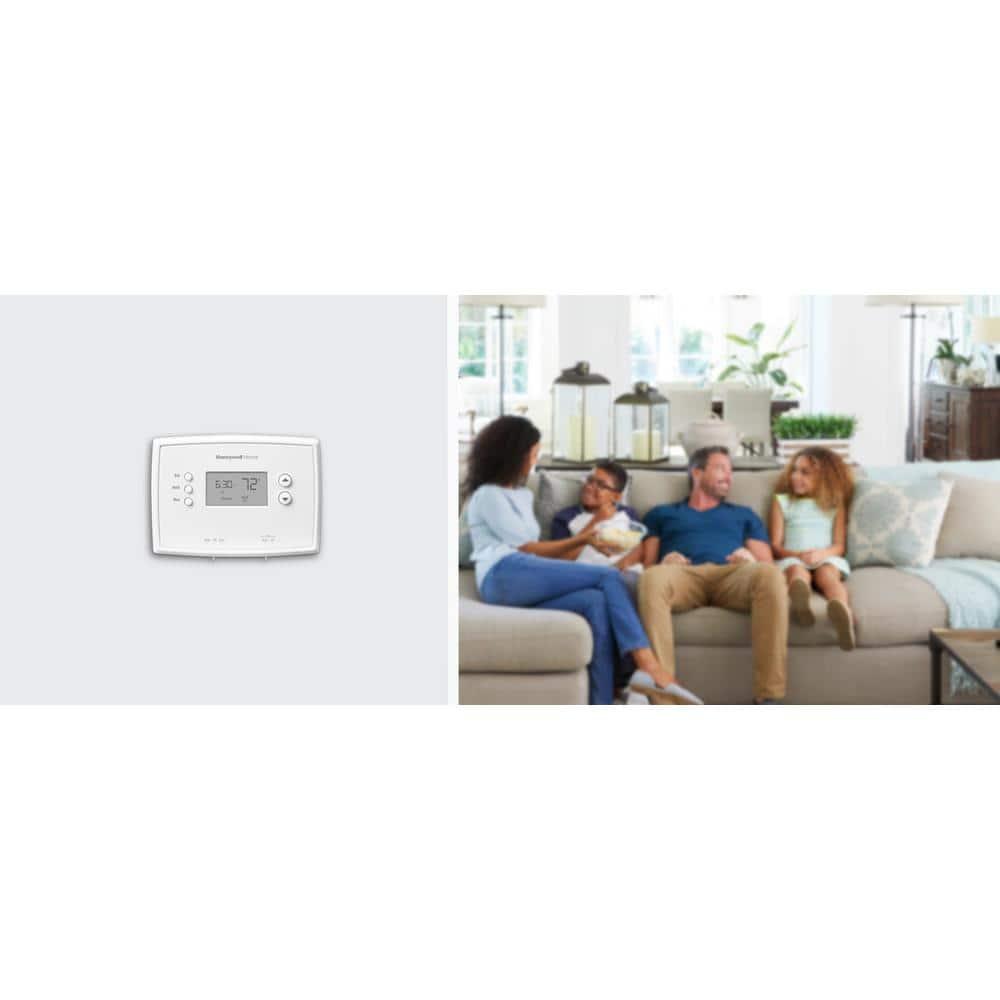 Honeywell Home 1-Week Programmable Thermostat: Digital, Audible Alert, White, Battery Operated