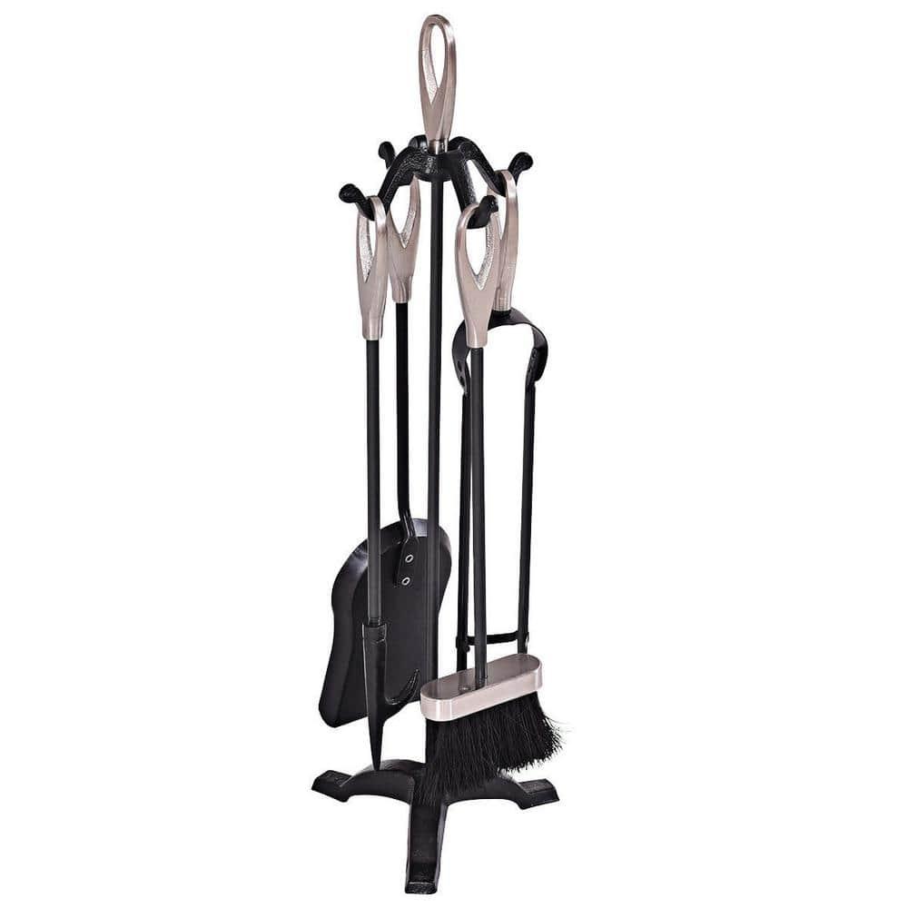 Kadyn Fireplace Accessories Set,Fireplace Tools,Fireplace Toolset,5 Pieces Rustic Heavy Duty Compact Wrought Iron Fireplace Tools Set