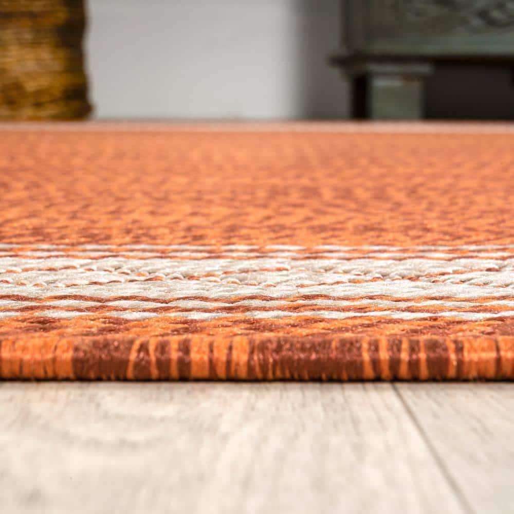 5' x 8' Lucia Classic Diamond Border Indoor/Outdoor Area Rug, Orange/Cream - JONATHAN Y