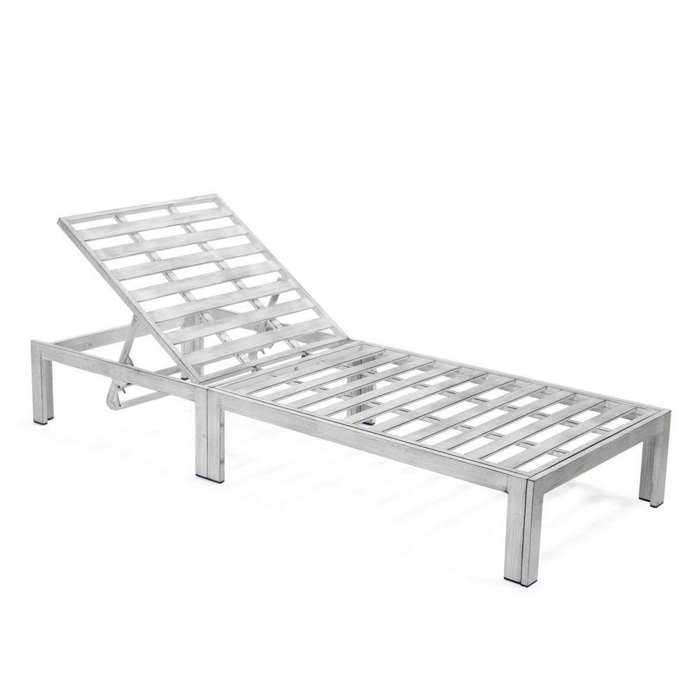 LeisureMod Outdoor Metal Chaise Lounge - Set of 2 with Table (Set of 2)