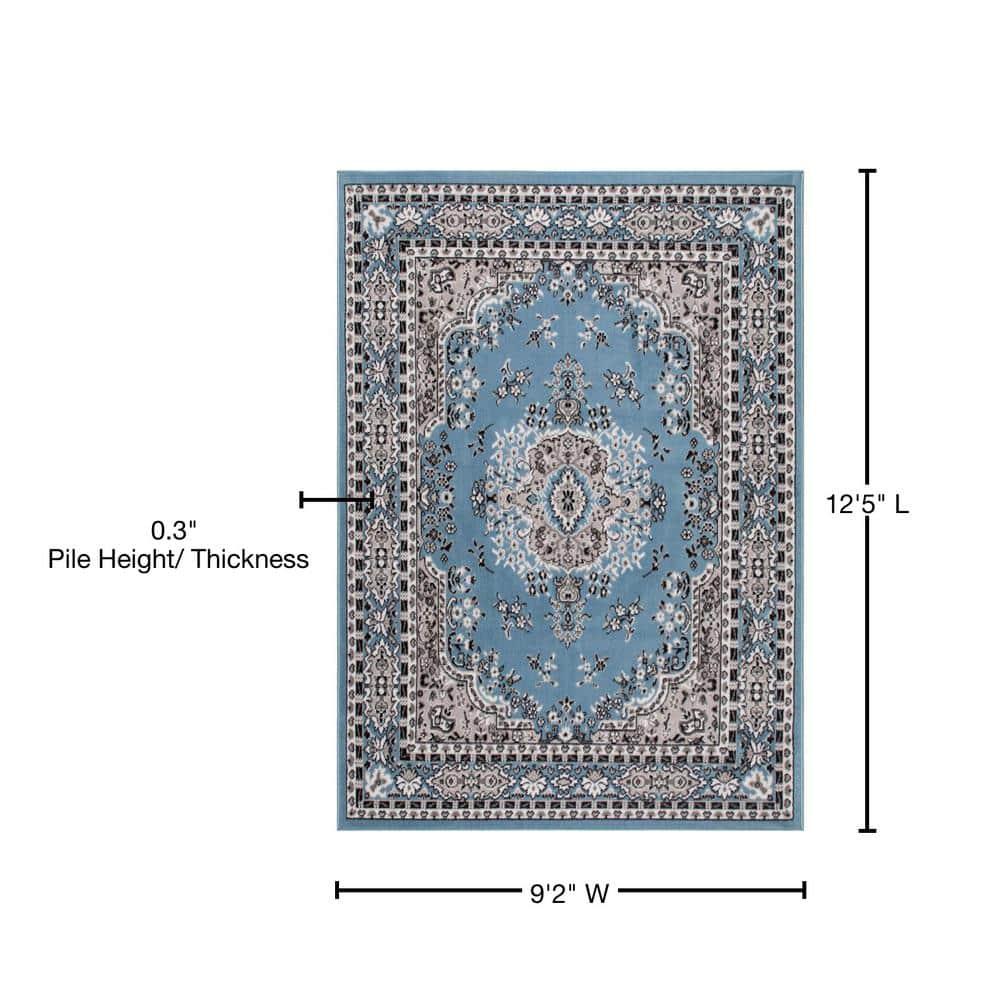 Home Dynamix Premium Sakarya Traditional Medallion Area Rug, Blue/Grey, 9'2"x12'5"