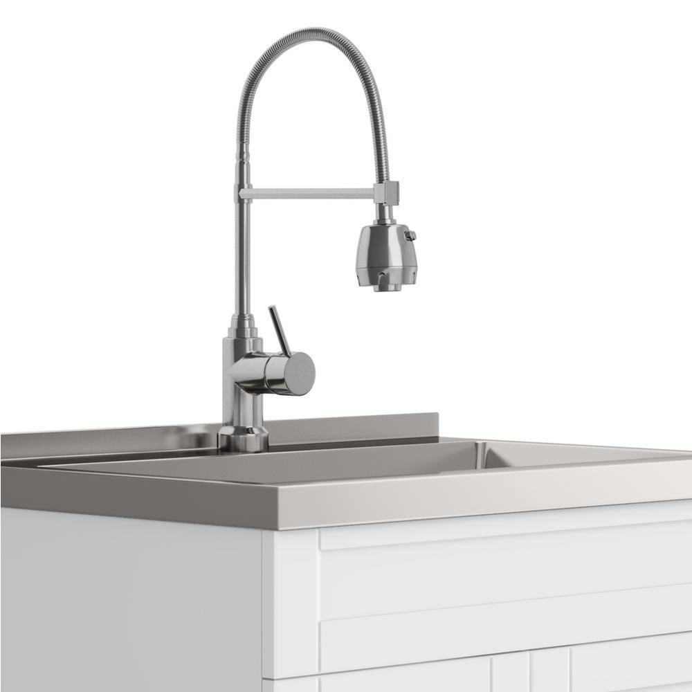 Simpli Home AXCLDYHEN28-SS Hennessy  All-in-One 28-inch Utility Sink & Cabinet in Pure White