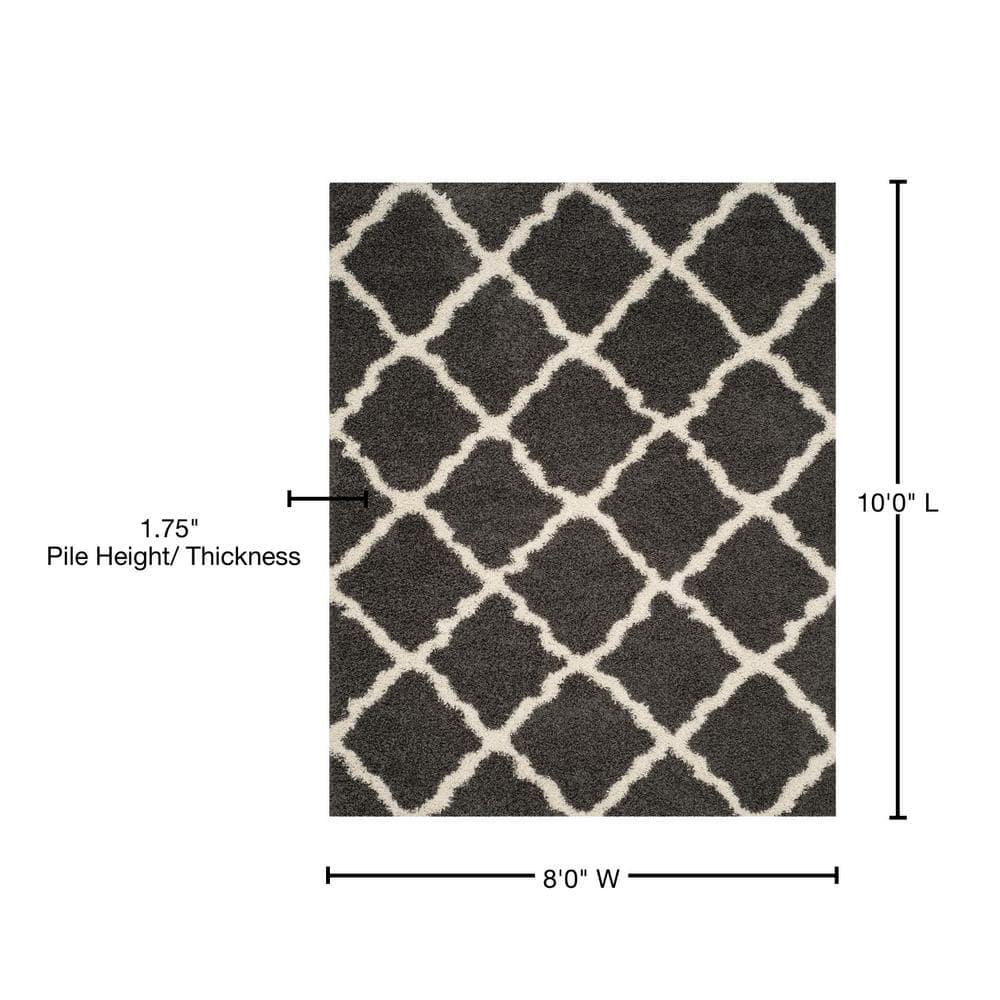 Dallas Shag SGD257 Power Loomed Indoor Area Rug - Dark Grey/Ivory - 8'x10' - Safavieh.