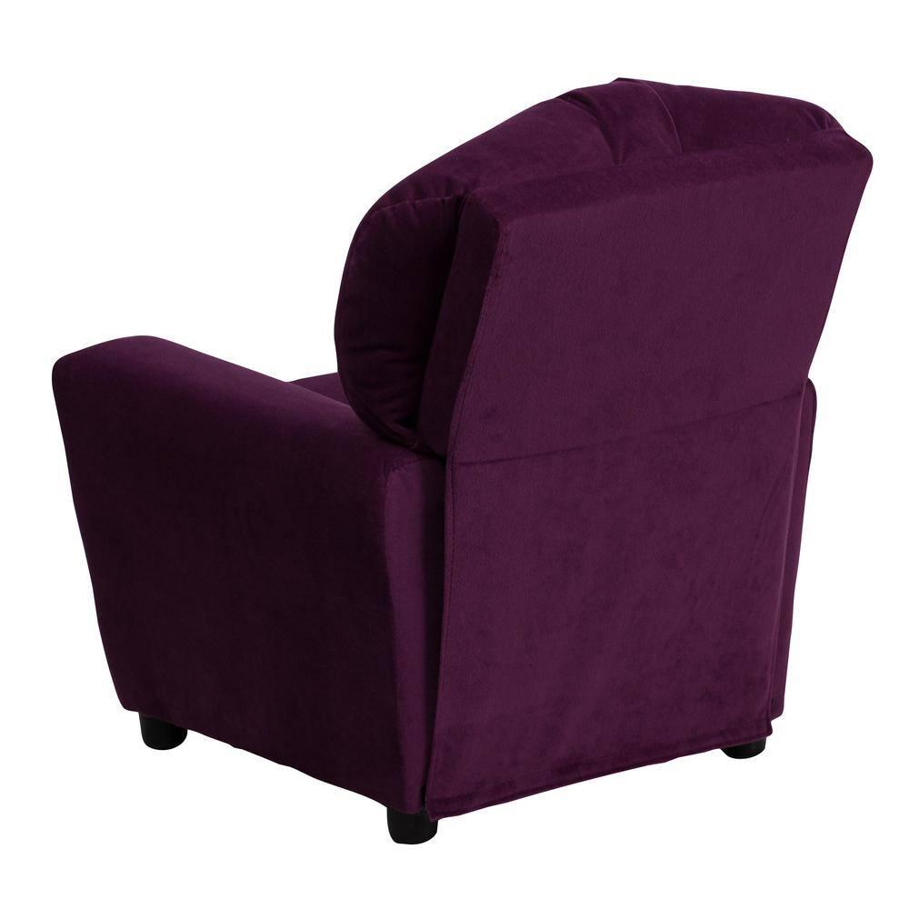 Flash Furniture Chandler Contemporary Purple Microfiber Kids Recliner with Cup Holder