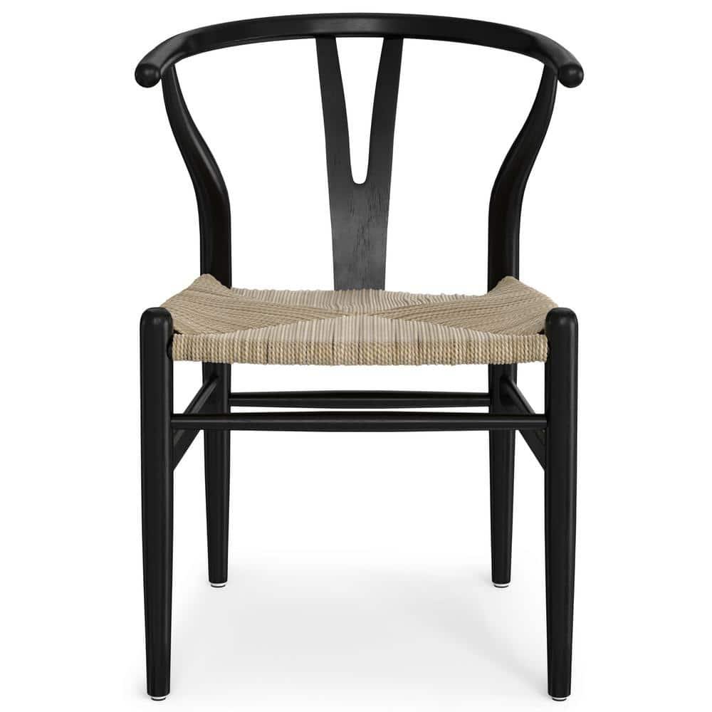 Simpli Home Chocolate Solid Wood Dining Chair with Y-Back Design in Mid-Century Modern Style (Set of 2) (Set of 2)