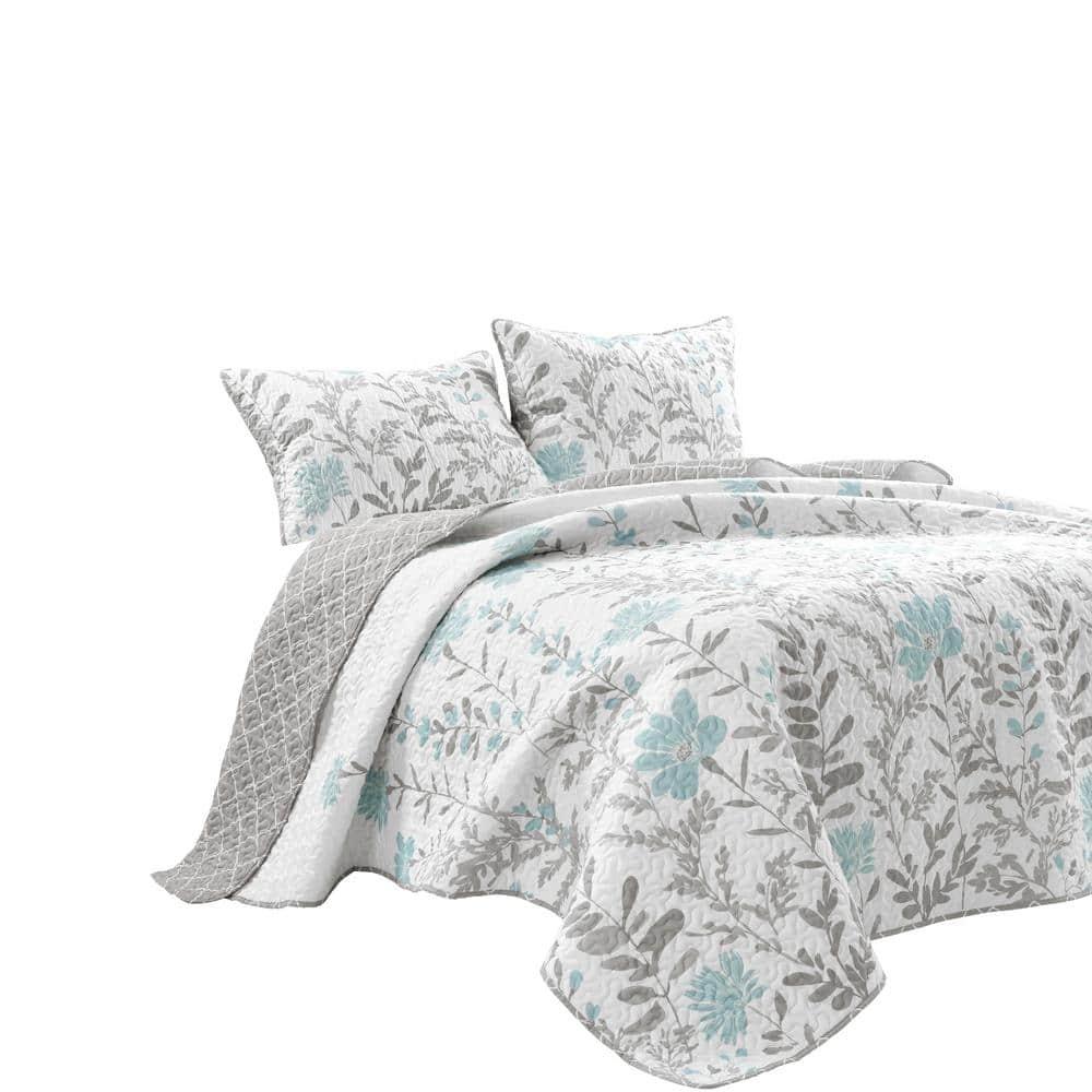 Lush Decor Aprile Microfiber Reversible Traditional 3 Piece Quilt Set