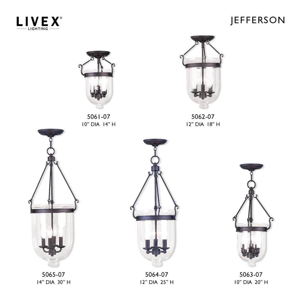 Livex Lighting Jefferson 3 - Light Flush Mount in  Bronze