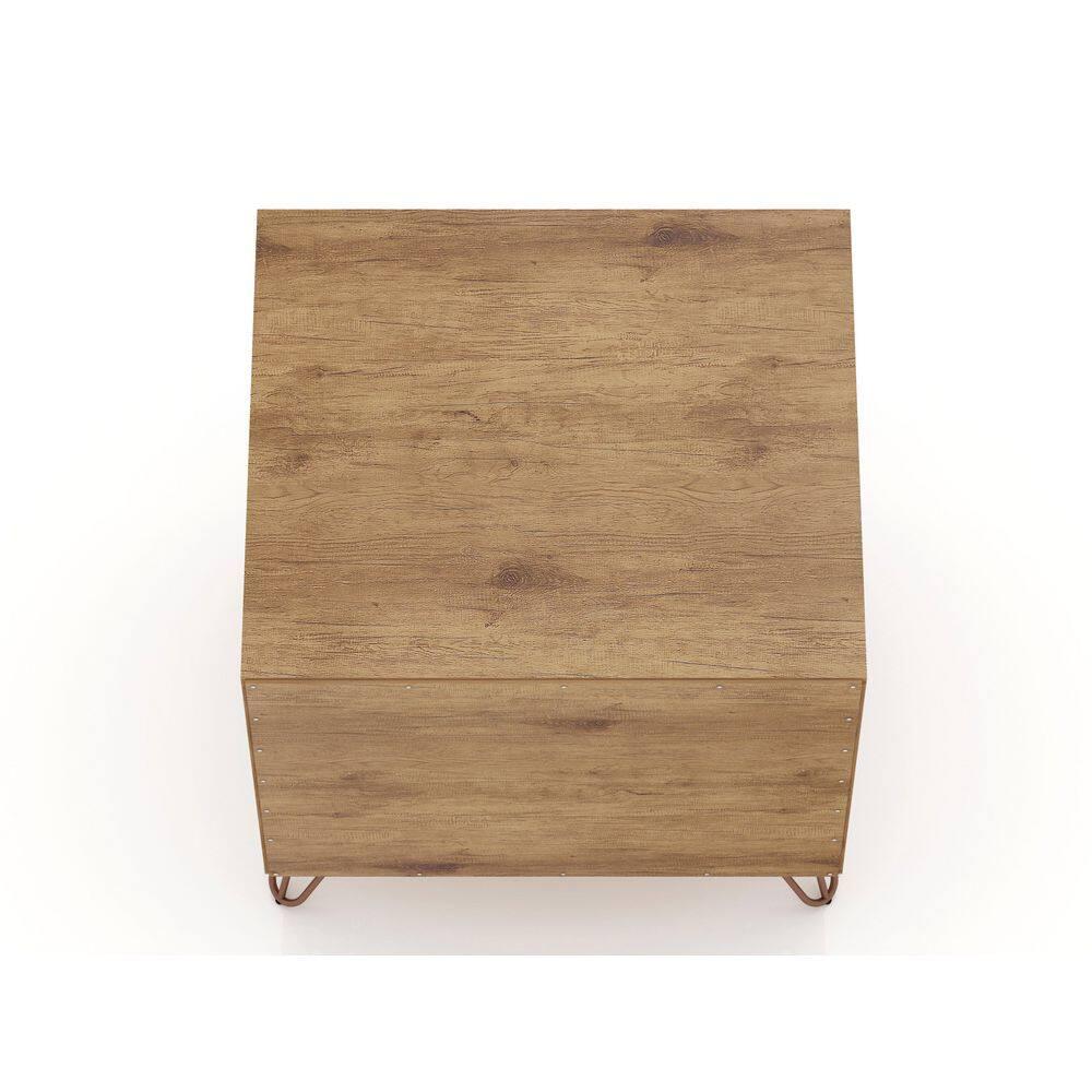 1.0 Rockefeller Nightstand Rose Pink - Manhattan Comfort: Mid-century Design, Metal Legs, Open Shelf