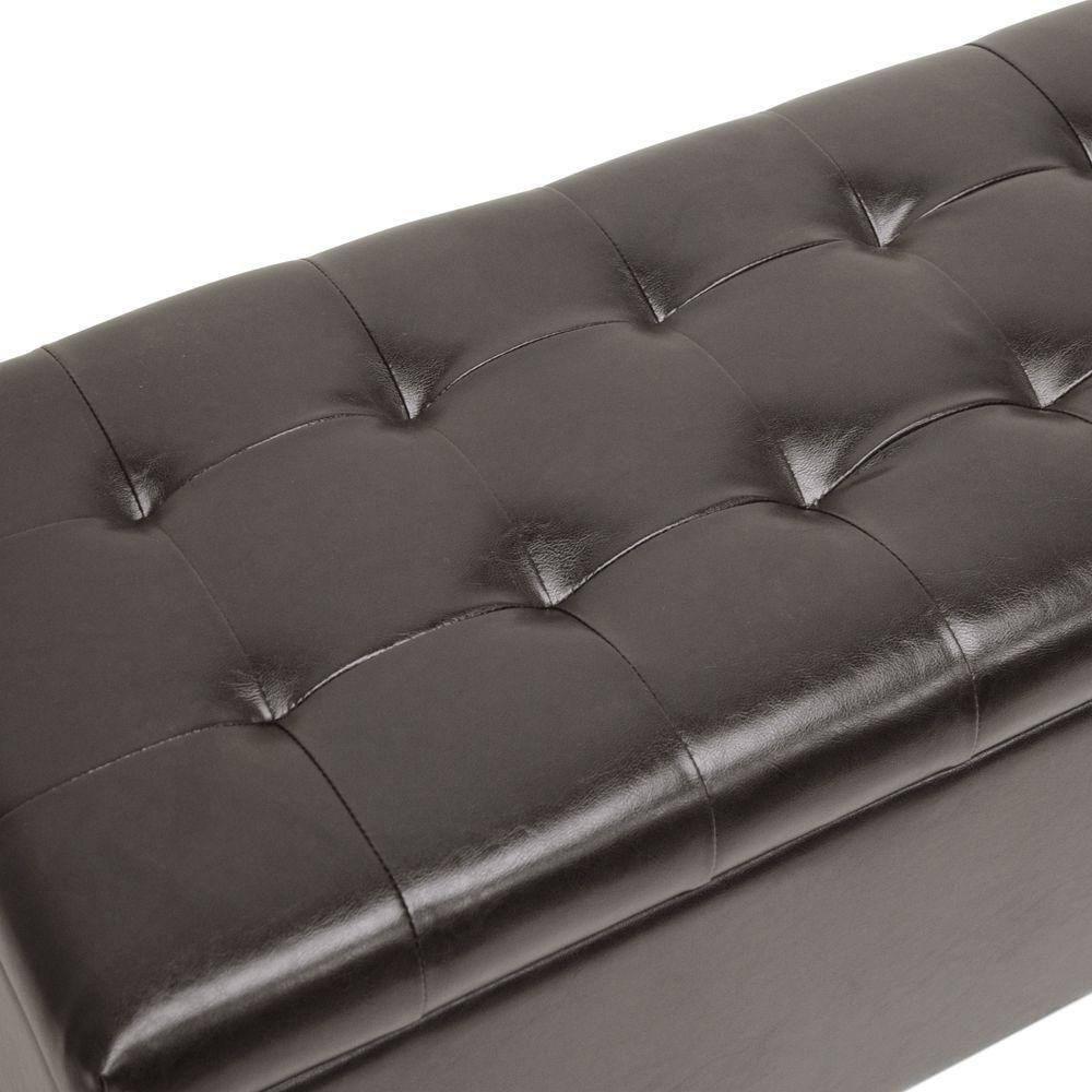 Roanoke Storage Ottoman Dark Brown - Baxton Studio: Upholstered Bench, Wood Frame, Spot Clean