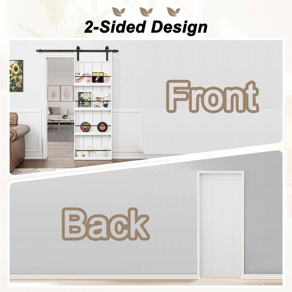 ARK DESIGN 84"H Wood and Primed Bookshelf Style Barn Door with Mounting Hardware Kit