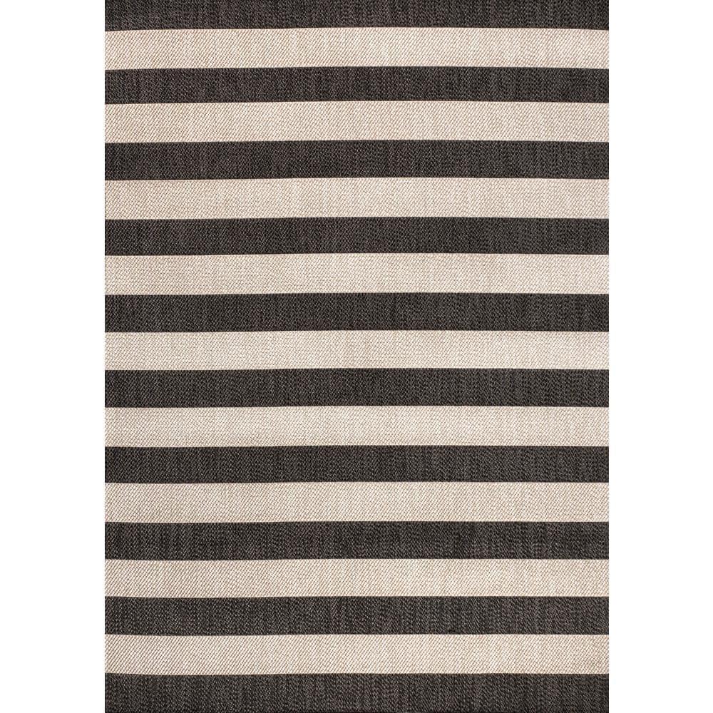 4' x 6' Negril Two-Tone Wide Stripe Indoor/Outdoor Area Rug, Black/Beige - JONATHAN Y