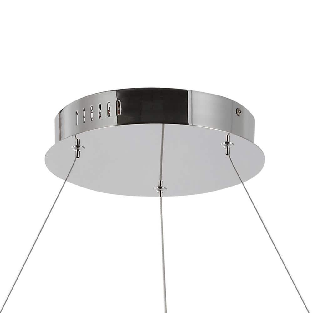 Circulo 34.88" Modern Bohemian Iron Integrated LED Pendant, Chrome
