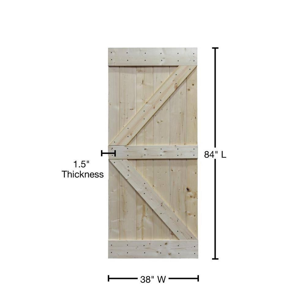 Calhome 84'' Solid Wood Paneled Painted without Installation Hardware Kit Barn Door