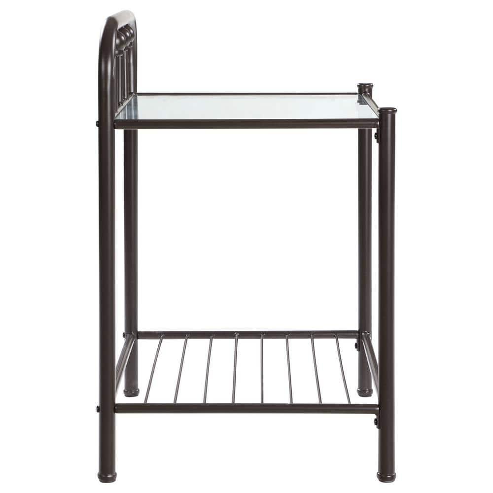 Coaster Livingston Traditional 1 Shelf Metal Nightstand with Glass Top Dark Bronze
