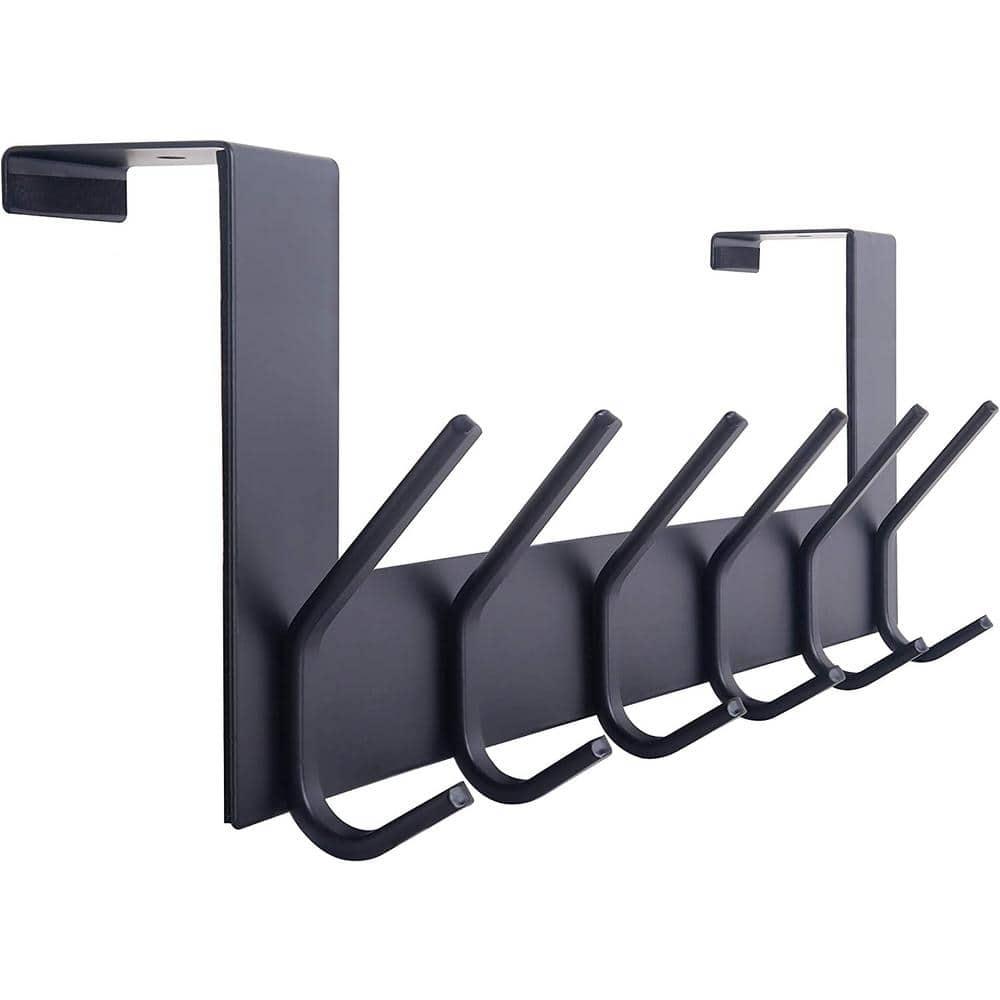 WEBI Over The Door Hooks Door Hanger,Over The Door Towel Rack with 6 Hooks for Hanging,Door Coat Towel Hanger Door Coat Rack,Black
