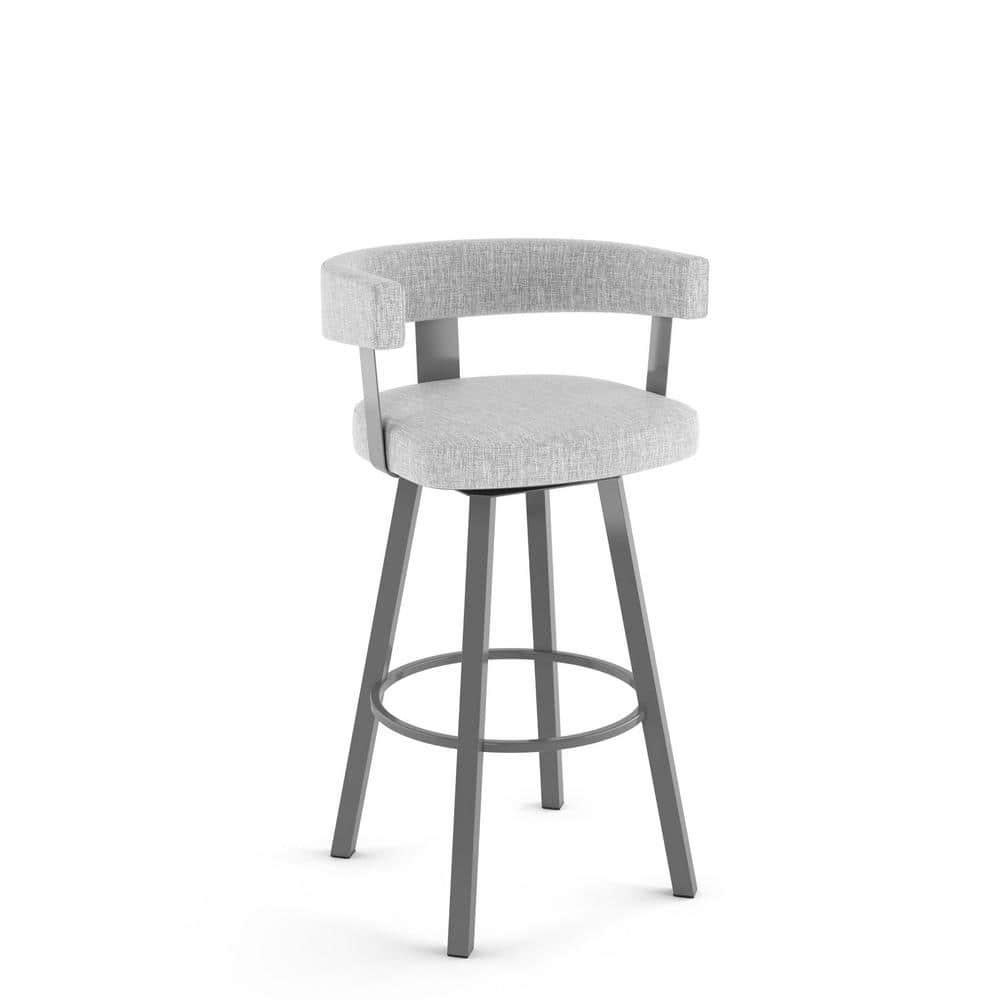 Amisco Parker 26 In. Swivel Counter Stool - Grey White Polyester / Metallic Grey Metal