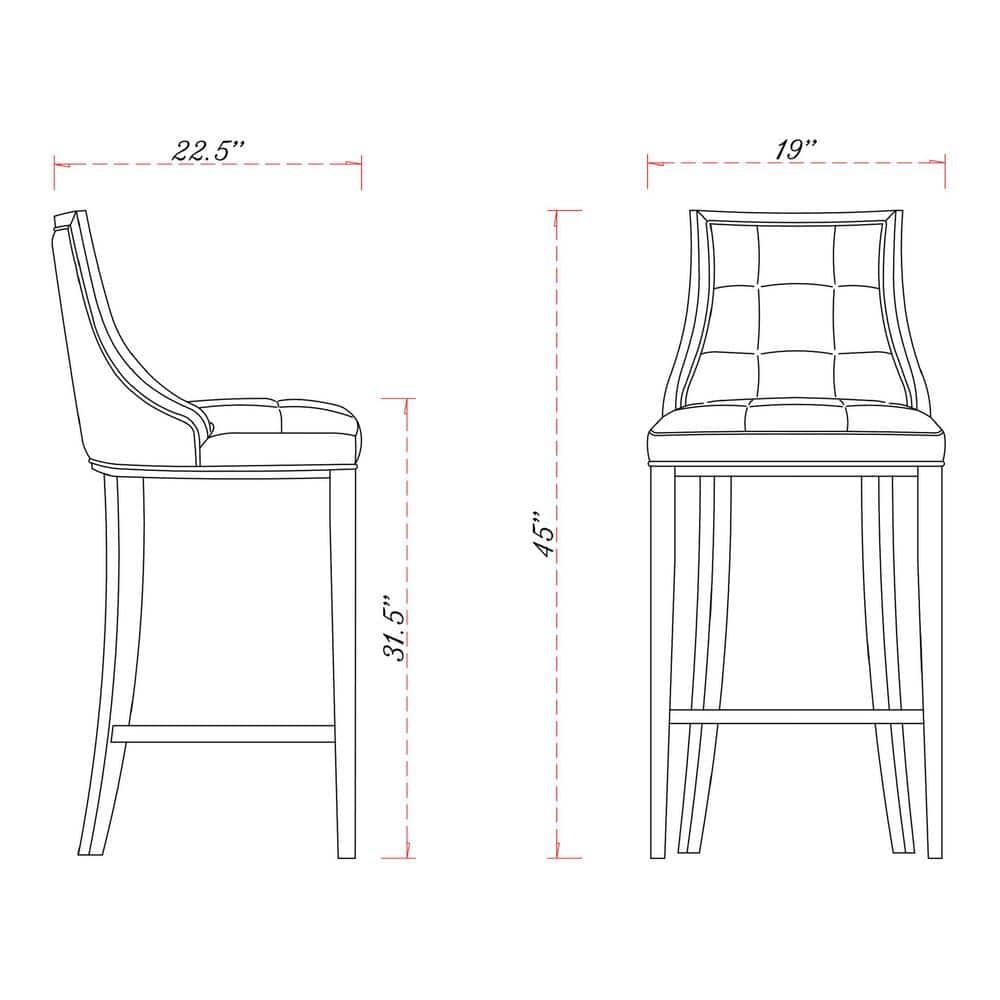 Set of 3 Fifth Avenue 31.5" Beech Wood Barstools with Footrest - Manhattan Comfort