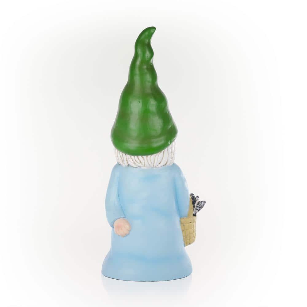 24" Magnesium Oxide "Happiness is Gnome Made" Indoor/Outdoor Garden Gnome Statue Green/Blue - Alpine Corporation