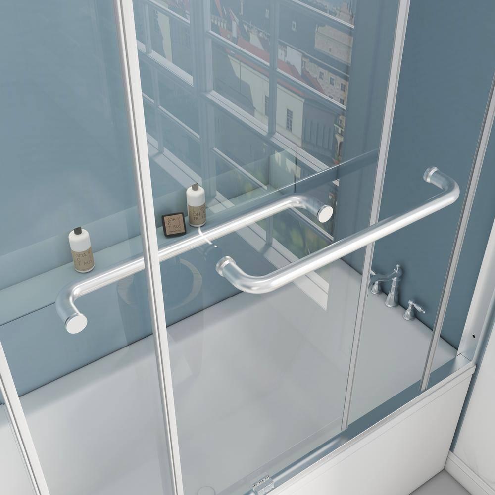 Jraty 57-60'' W x 62'' H Double Sliding Tub Door with Clear Tempered Glass