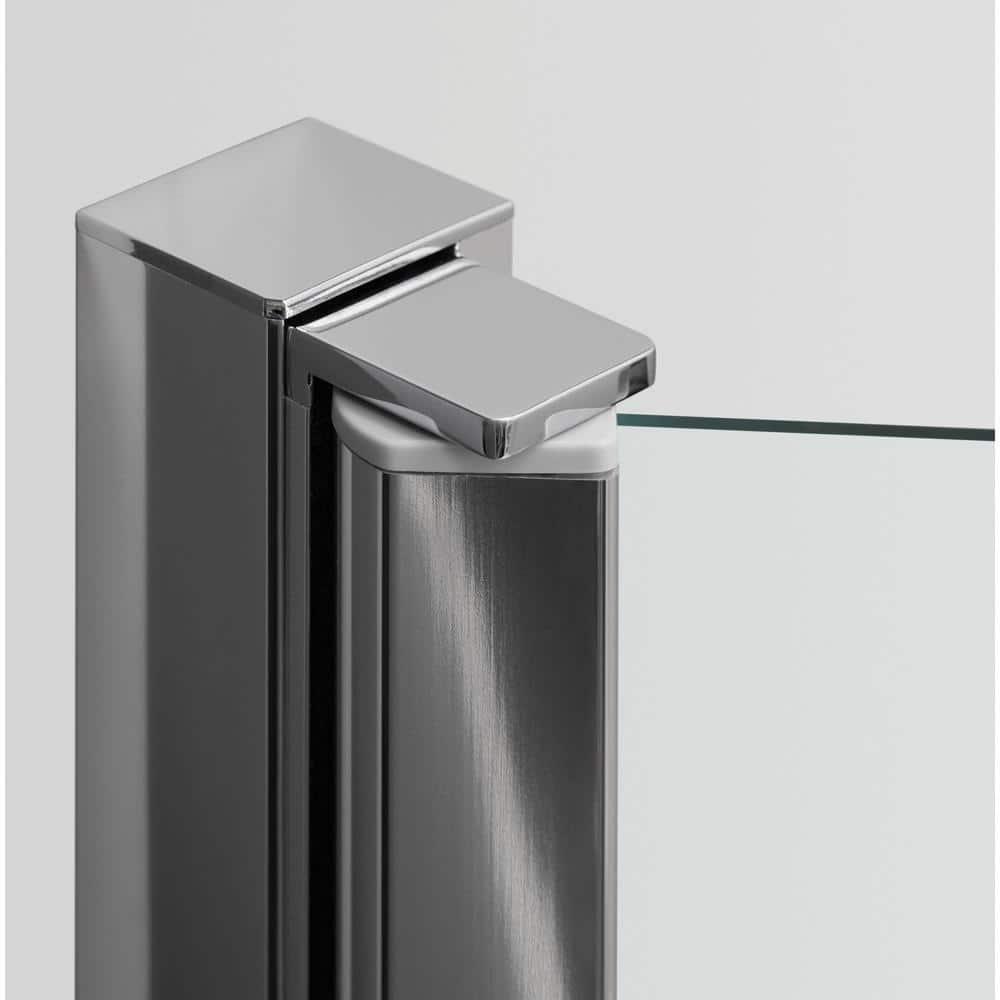 Whiston 32 In. x 56-15/16 In. Pivot Bath Screen in Silver Frame Finish with Smooth/Clear Glass Texture Tub Door