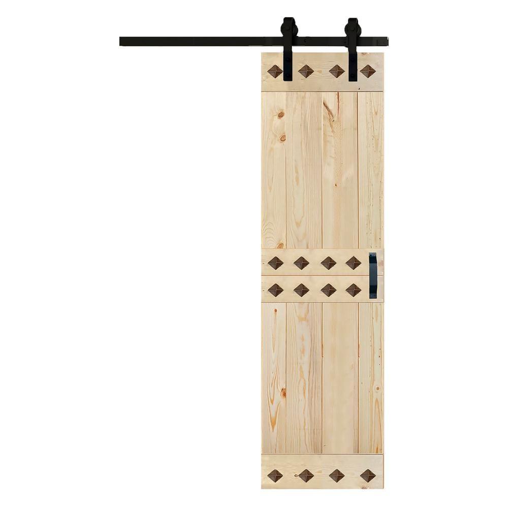 IsLife 84'' Solid Wood Paneled Matte with Installation Hardware Kit Barn Door