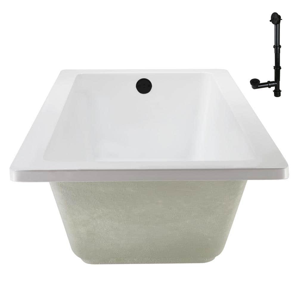 60" x 32" Acrylic Soaking Drop-In Bathtub, Drain Included