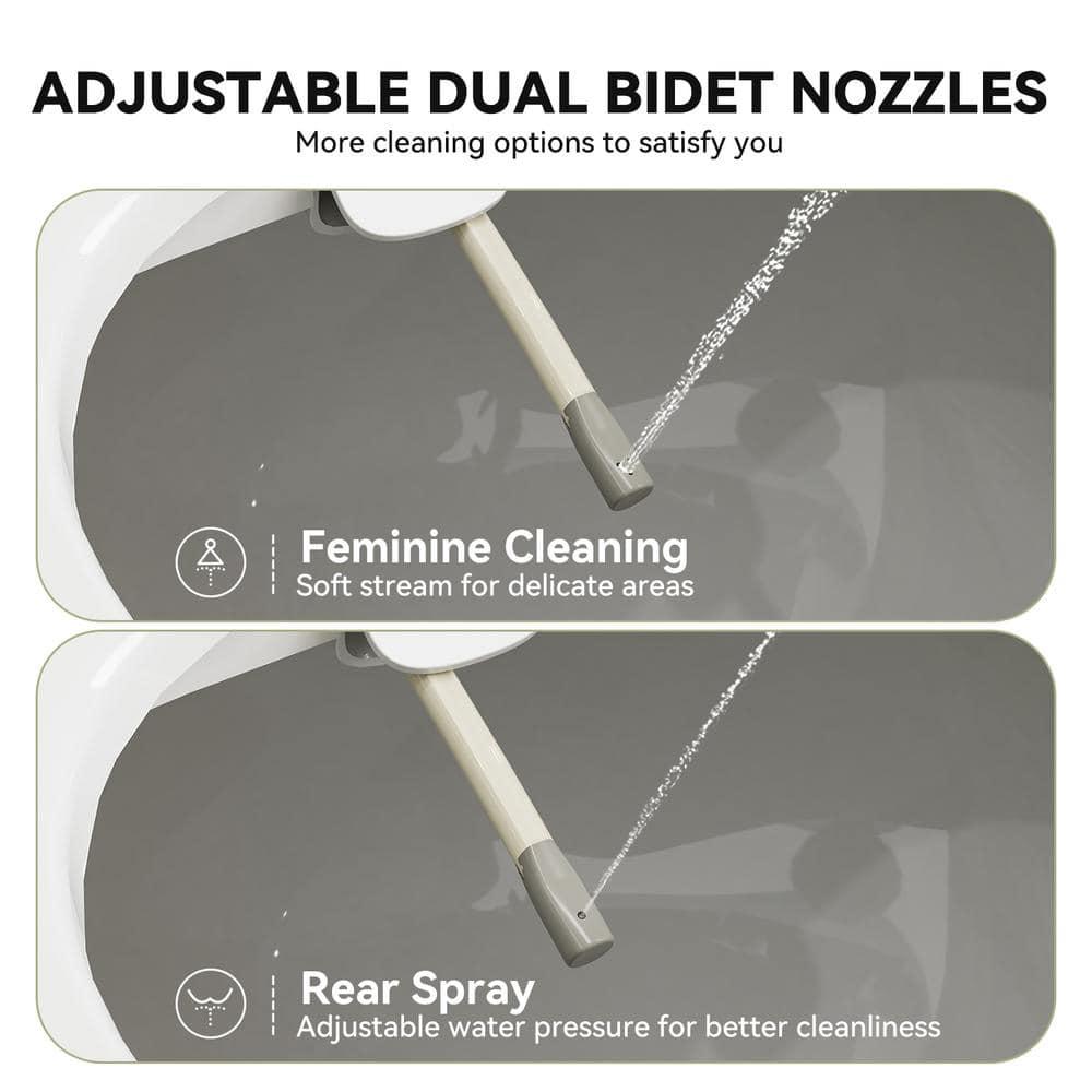 Unplugged Elongated Bidet Seat with Dual Stainless Nozzle and Adjustable Water Pressure