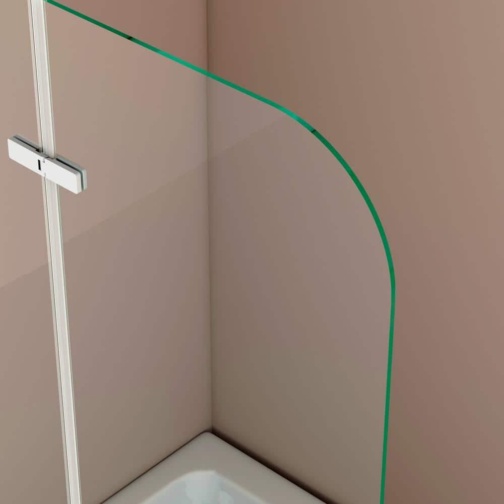 39 in x 55 in Polished Chrome Frameless Tub Door with Clear Glass