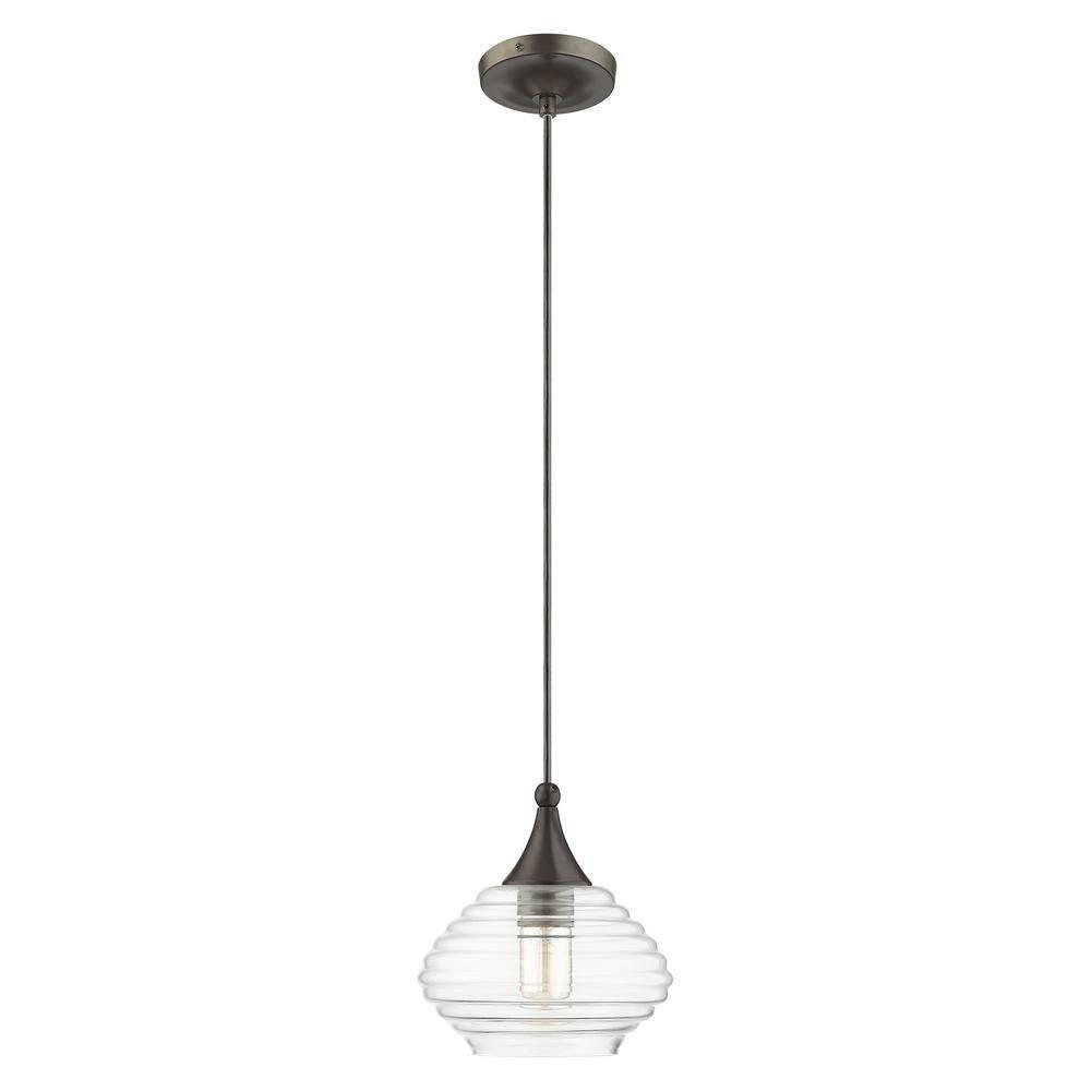 Livex Lighting Art Glass 1 - Light Pendant in  English Bronze