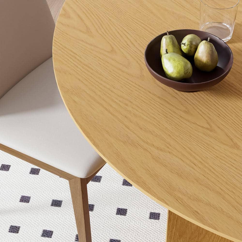 Dovelina 67" Oval Dining Table Mid-Century Rustic Kitchen Table for Dining Room, Natural Wood