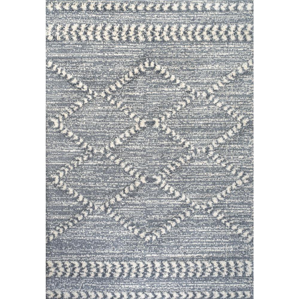 4' x 6' Sofie Moroccan Trellis High-Low Area Rug, Gray/Cream - JONATHAN Y