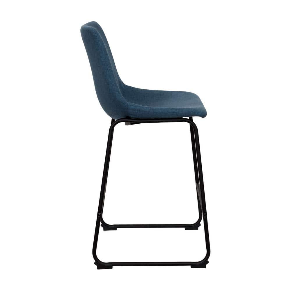Set of 2 Asahi Upholstered Counter Height Barstool Blue - CorLiving: Padded, Modern Design, 265lb Capacity