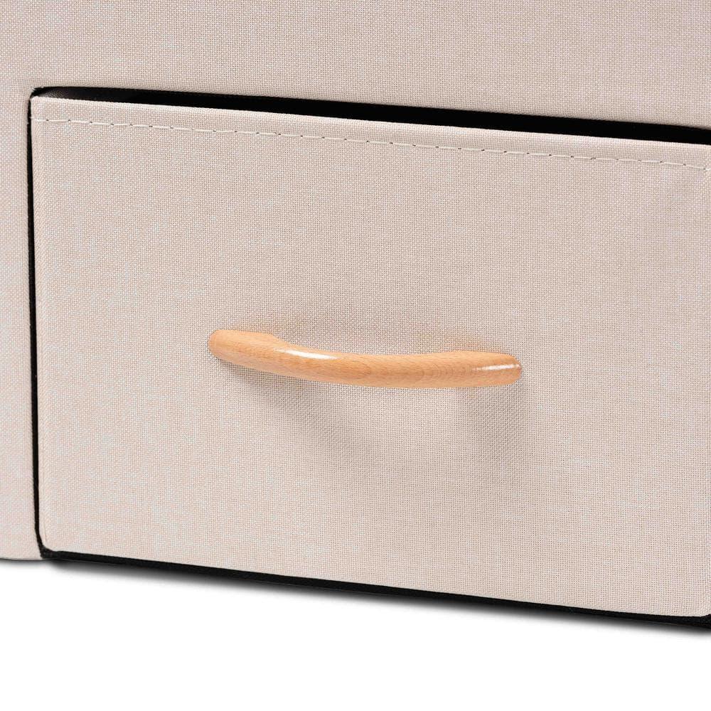 Baxton Studio Gerwin Modern and Contemporary Beige Fabric Upholstered and Oak Brown Finished Wood 2-Drawer Storage