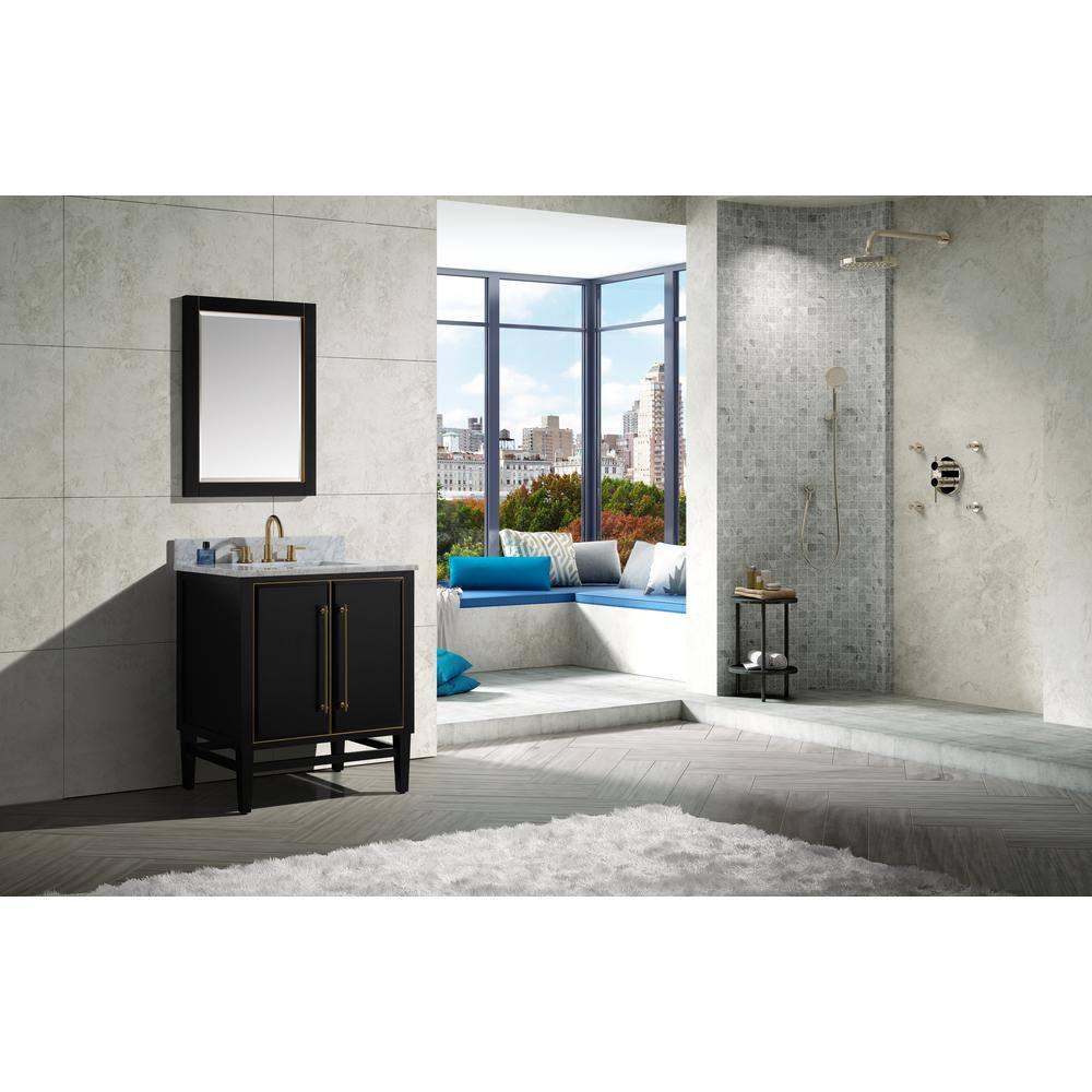 AVANITY  Mason 24 in. Wall Mounted Mirror with Matte Gold Trim - 24"W x 32"H Black Black