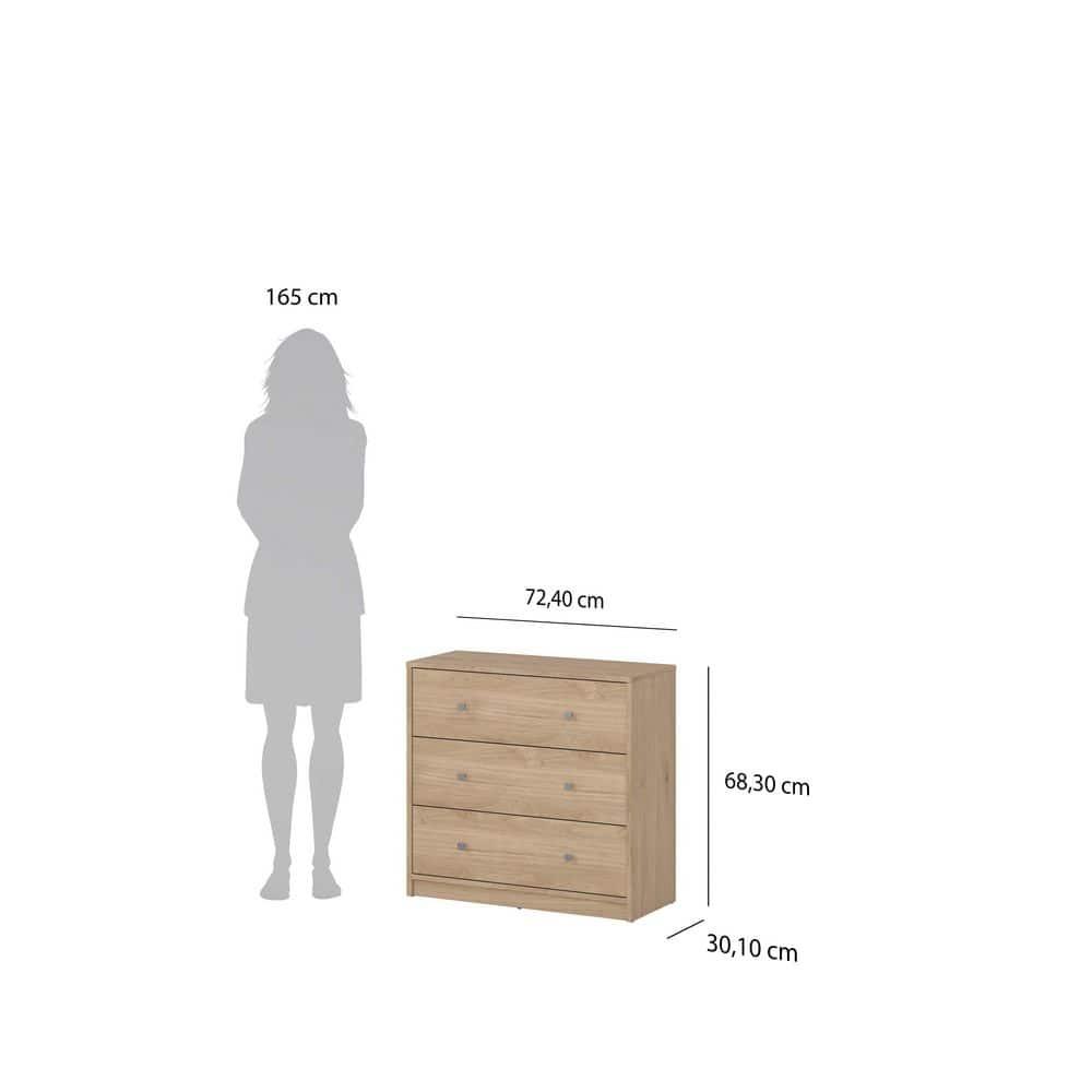 Tvilum, 3 Drawer Chest Jackson Hickory