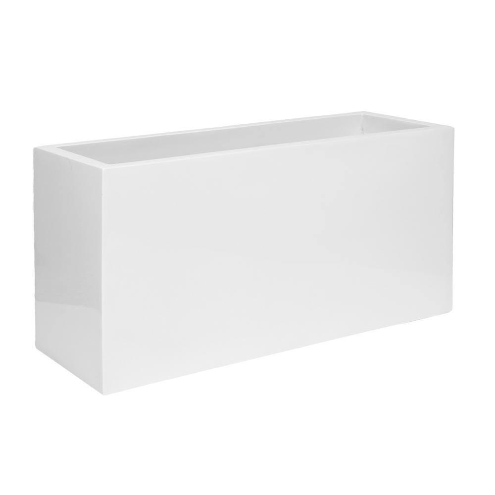 Pottery Pots USA Inc. Pottery Pots Jort Small Fiberstone Indoor Outdoor Modern Rectangle Planter, 16 Inch Tall White 32"