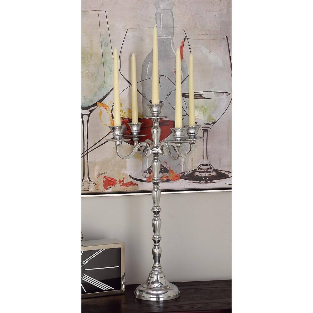 DecMode 5 Holder Silver Aluminum Metal Candelabra