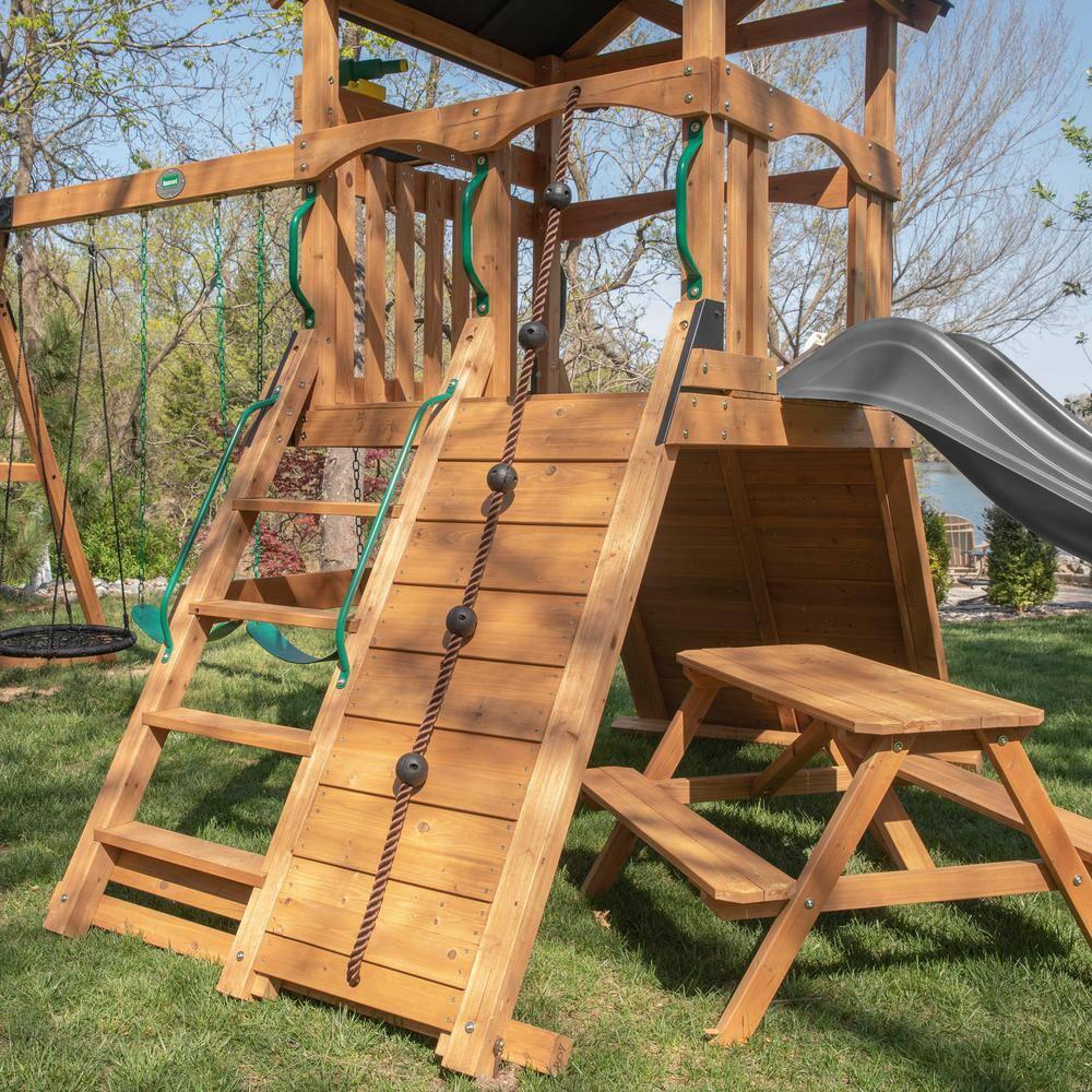 Backyard Discovery Endeavor II Swing Set With Gray Wave Slide