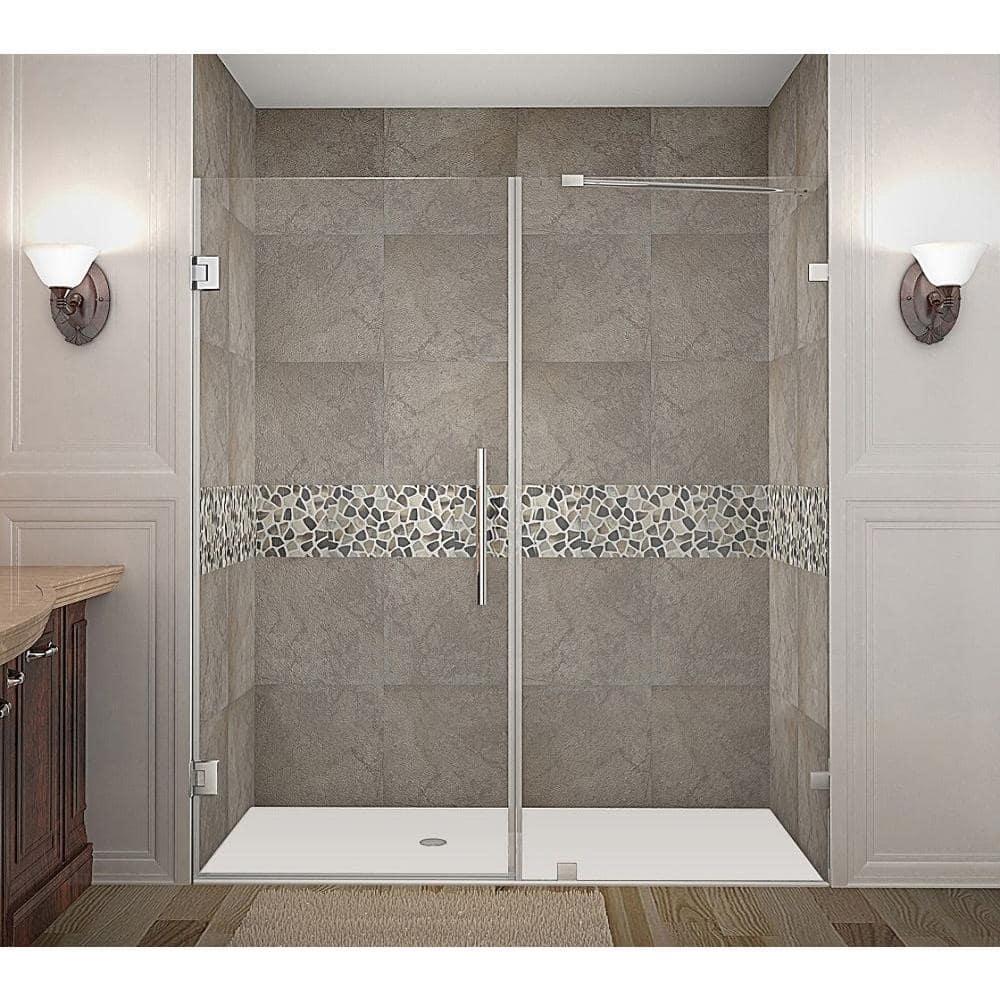 Nautis 72" H Hinged Frameless Shower Door