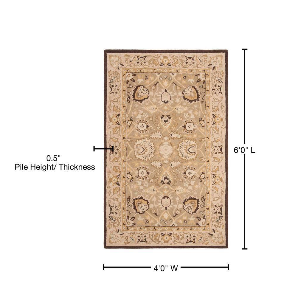 SAFAVIEH Anatolia Venice Traditional Wool Area Rug, Sage/Beige, 4' x 6'