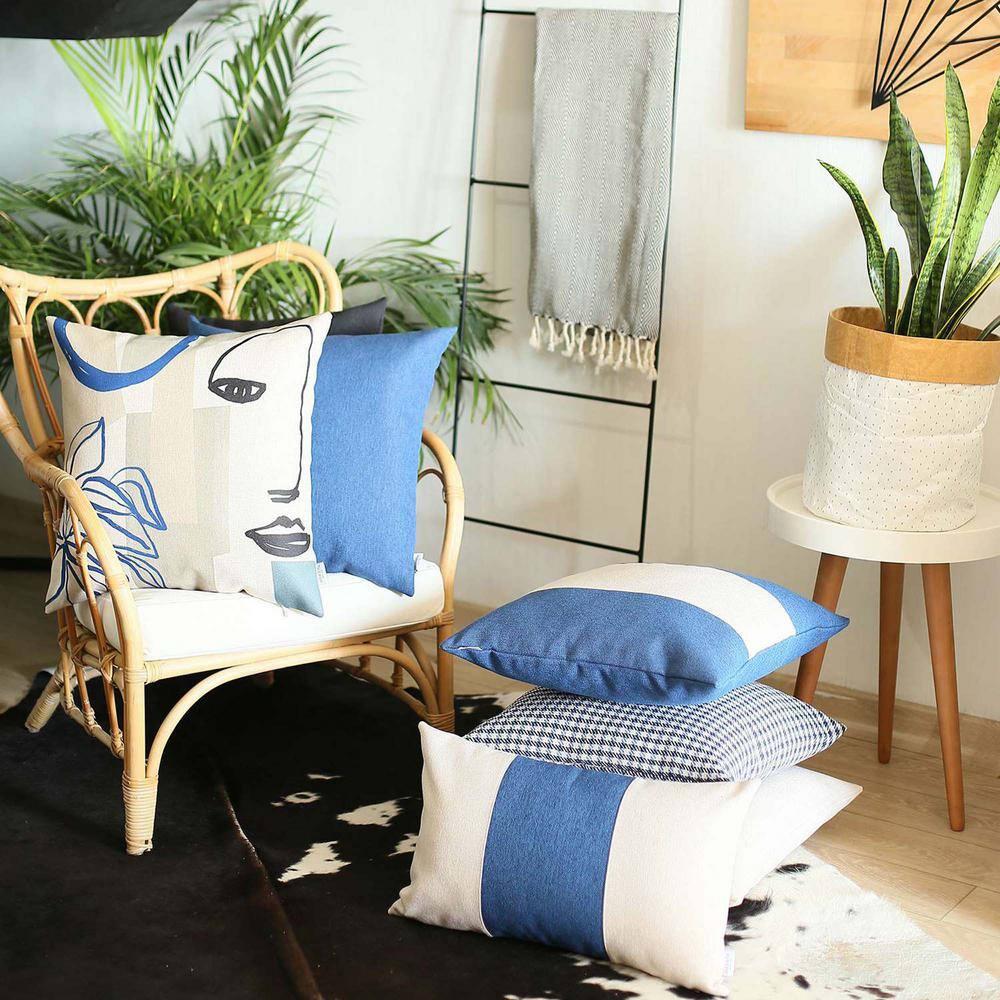 Boho-Chic Set of 2 Handcrafted Decorative Throw Pillow Cover Abstract Jacquard 18" x 18" Multi-Color Square Pillowcase for Couch, Bedding