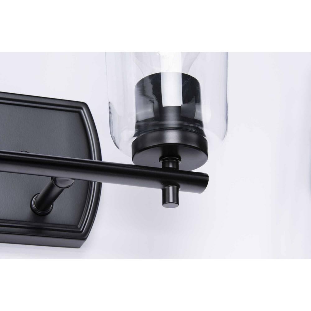 Progress Lighting Adley 2-Light Bath Wall Light, Black, Clear Glass Shades
