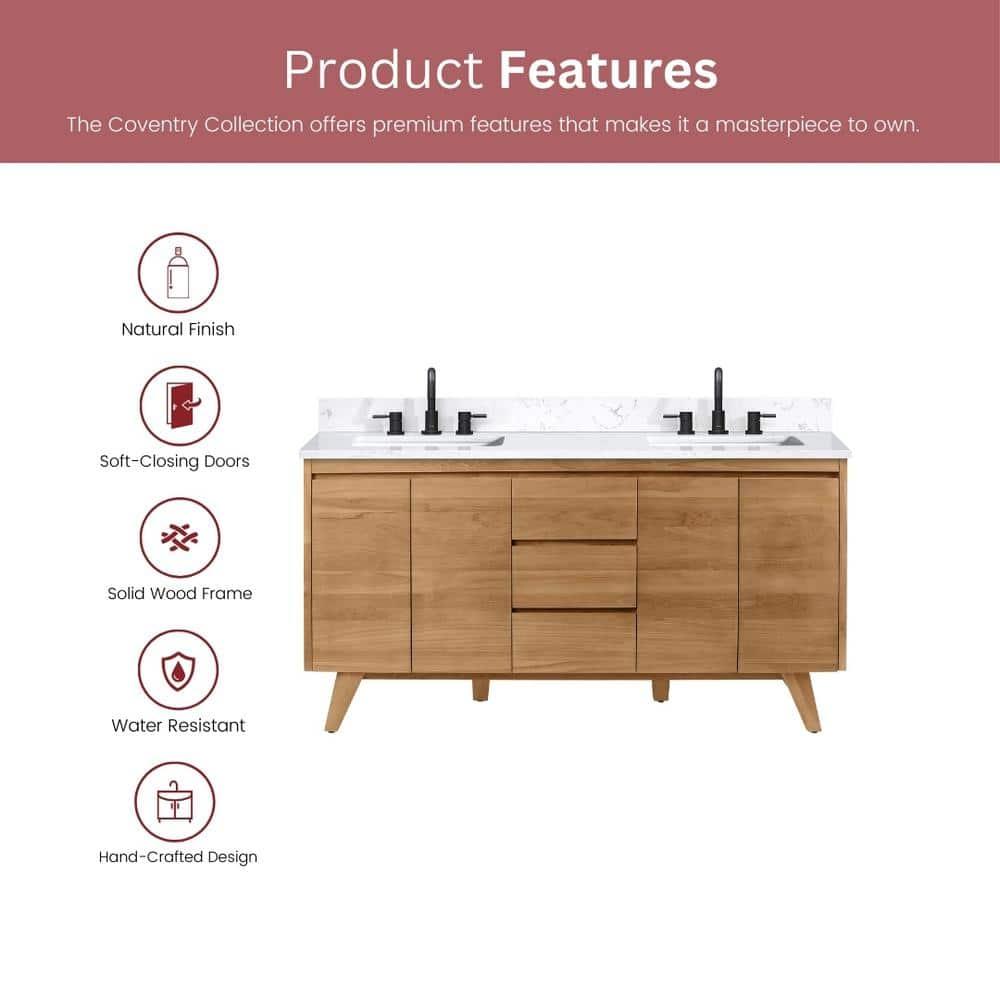 Avanity Coventry 73'' Double Bathroom Vanity with Marble Top