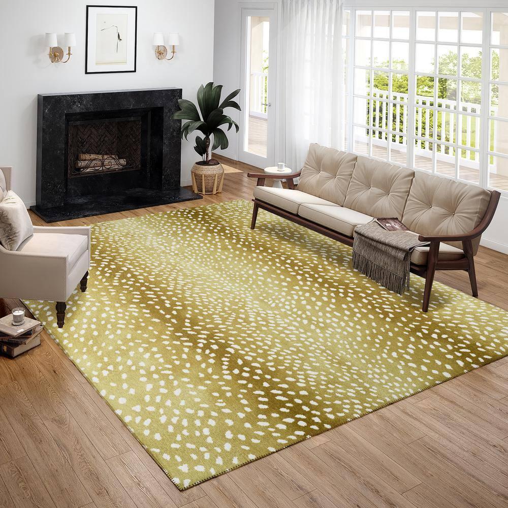 Addison Rugs Indoor/ Outdoor Addison Safari Gazelle Animal Print Washable Area Rug 1'8" x 2'6" - Gilded