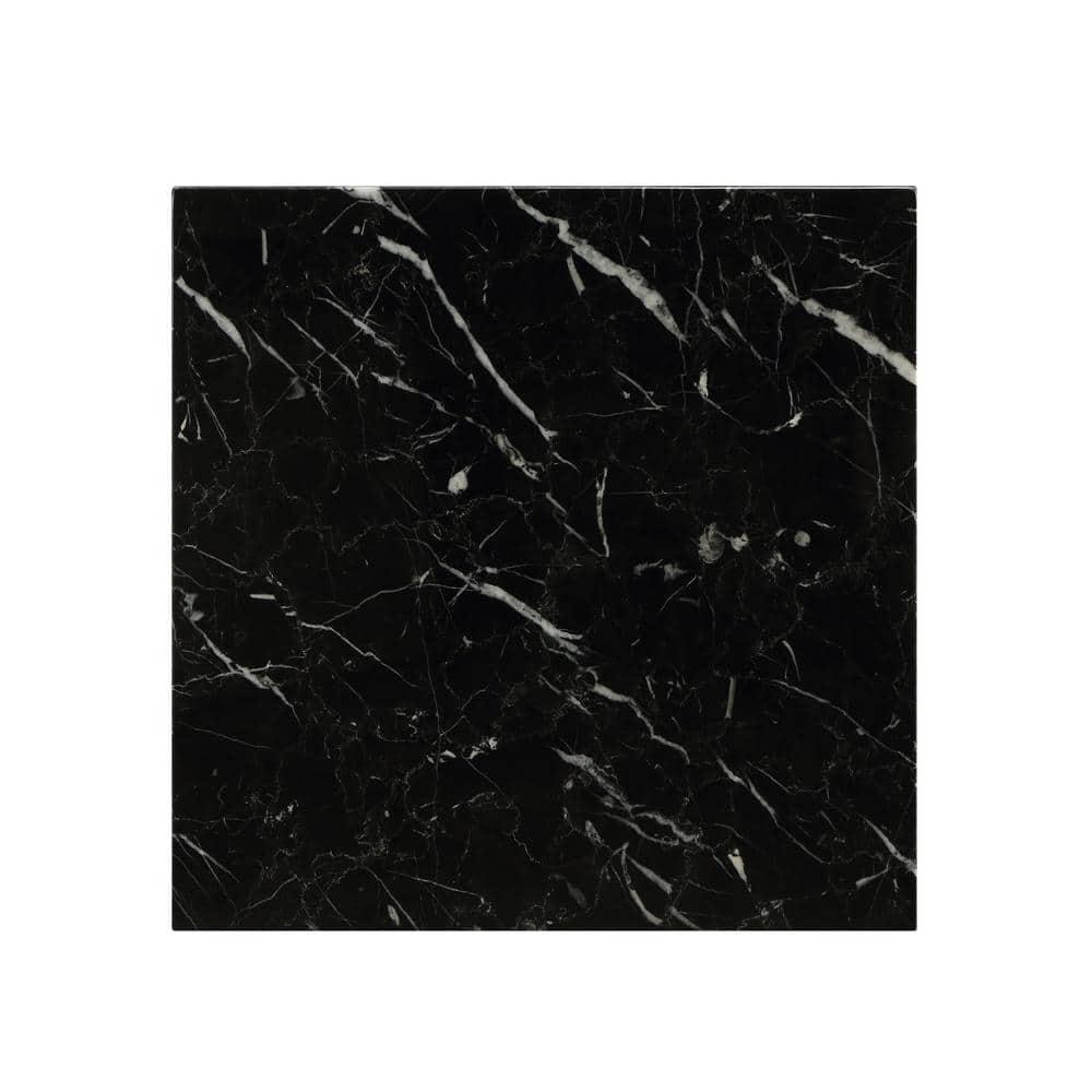 ACME Telestis 22" Square Marble Top End Table in Black and Gold