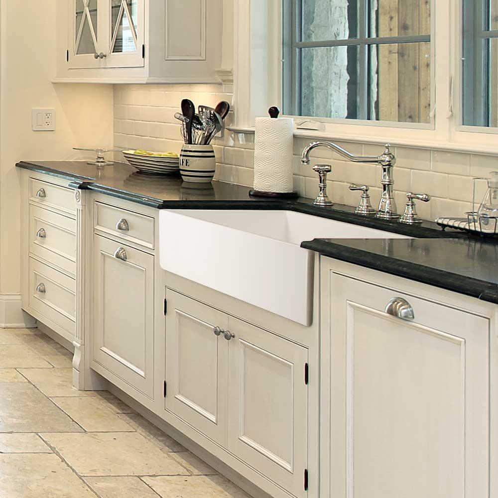 Platus Houzer Farmhouse Apron Front/Undermount 36 inch Fireclay Single Bowl Kitchen Sink
