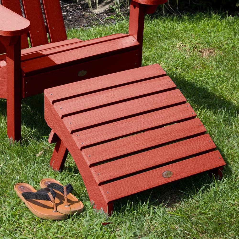 Highwood AD-OTL1-RED Adirondack Folding Ottoman, Rustic Red