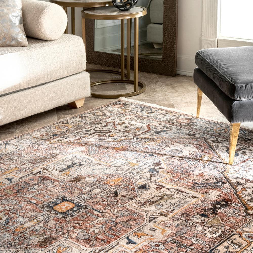 Nuloom Harriet Medallion 2x12 Runner Indoor Area Rug for Living Room Bedroom Dining Room Entryway Hallway Kitchen, Light Brown/Ivory